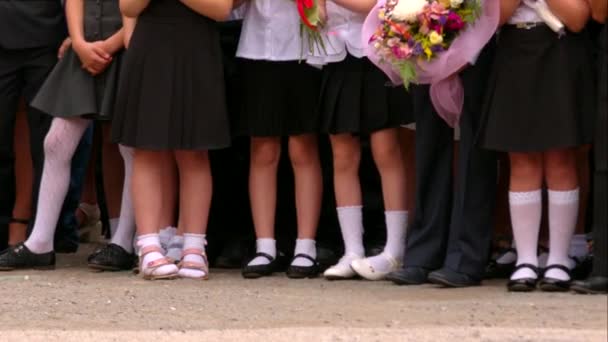 Pupils Of Elementary School At Opening Exercises — Stock Video