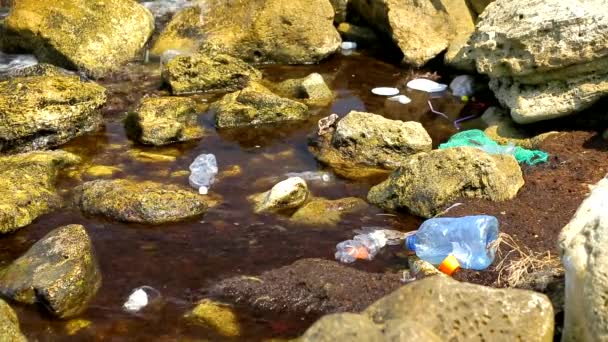 Verschmutzung der Weltmeere, Müll im Wasser — Stockvideo