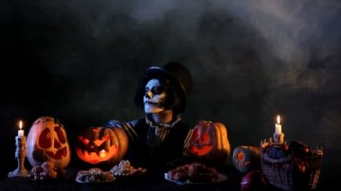 Jack O'lantern eating Halloween sweets