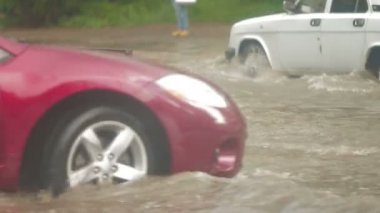 City trafic after heavy rain
