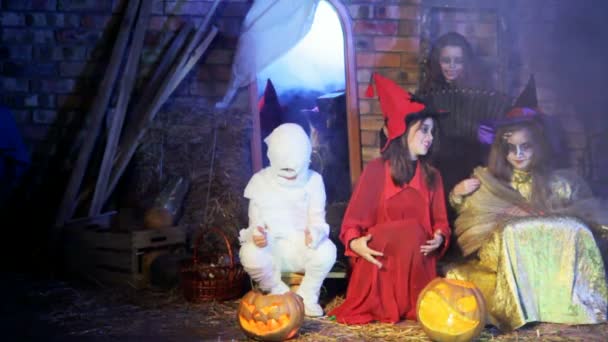 Witches and ghost are singing a song — Wideo stockowe