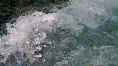 Flowing Water of Stream Splashing. Close-up shot with sound.