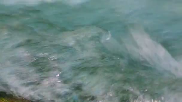 Stream Flowing Water Splashing. Close-up shot with sound. — Stok video