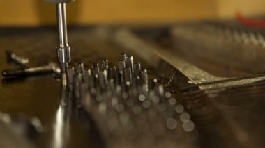 Old Piano Disassembling From Inside. Time lapse