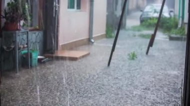 Mutlu Kız Sağanak Yağmur at Yard Çalışan