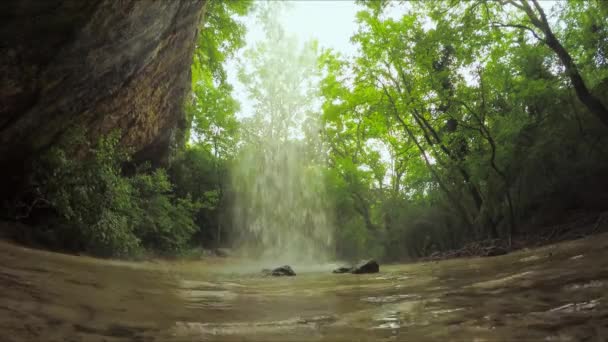 Belle petite cascade dans la forêt sauvage de Crimée 