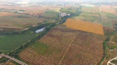Hasat alanları ve engebeli arazi kuşlar göz