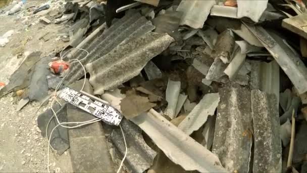 Construction Debris Dumped In A Huge Pile In Ukraine — Stock Video