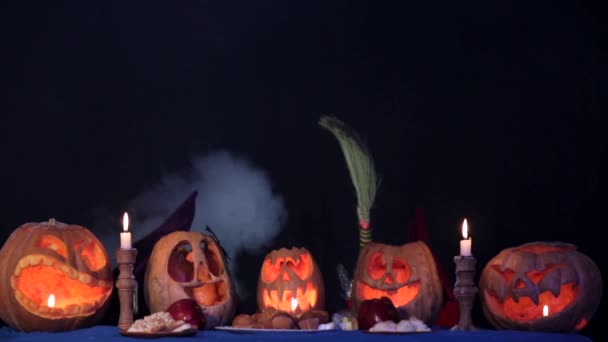 Little Witches Doing Magic At Halloween — Stock Video