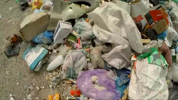 Vertido de basura expulsada en el vertedero en Ucrania — Vídeos de Stock