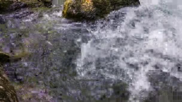 Água borbulhante de Mountain River fluindo para baixo — Vídeo de Stock