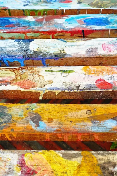 Peinture Aquarelle Multicolore Sur Vieux Bois Bois Peau Texture Naturelle — Photo