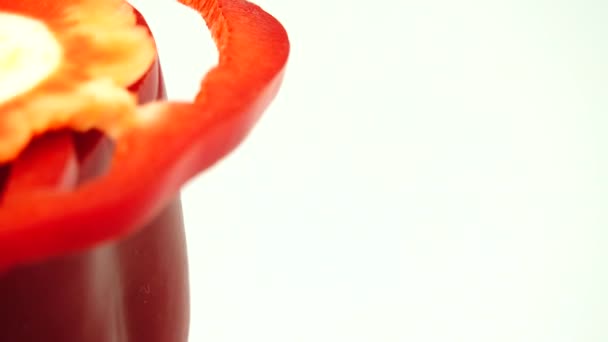Sliced Red Bell Pepper White Background — Stock Video