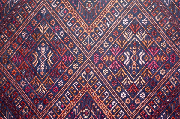 Colorful Thai Silk Handcraft Peruvian Style Rug Surface Old Vintage — Stock Photo, Image