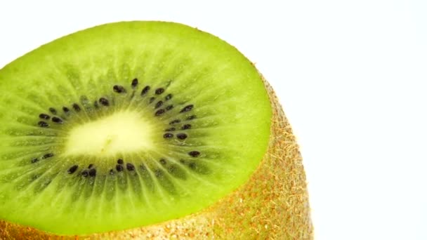 Cut Kiwi Fruit Isolated White Background Three Kiwi Fruit Close — ストック動画