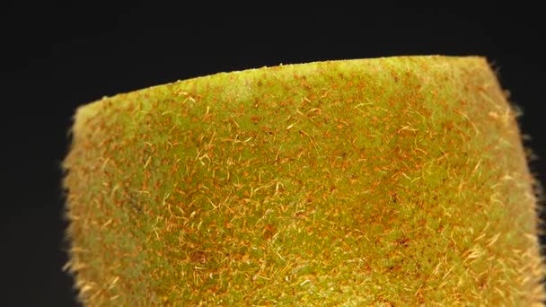 Cut Kiwi Fruit Isolated Black Background Three Kiwi Fruit Close — Stok video