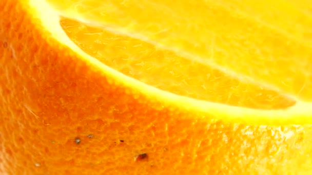 Macro Disparo Fruta Naranja Del Ombligo Rotate Close Hasta Naranja — Vídeos de Stock