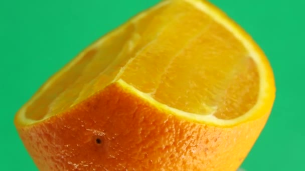 Macro Disparo Fruta Naranja Del Ombligo Rotate Close Hasta Naranja — Vídeos de Stock