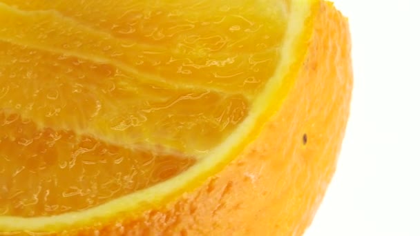 Makroaufnahme Von Nabel Orangenfrüchten Und Rotate Close Frische Zitrusfrüchte Orange — Stockvideo