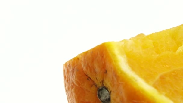 Macro Shot Fruta Laranja Umbigo Girar Close Laranja Citrino Fresco — Vídeo de Stock