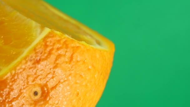 Macro Shot Van Navel Oranje Fruit Rotate Close Verse Citrus — Stockvideo