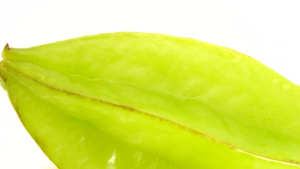 Organic Star Fruit Carambola Lub Star Apple Starfruit Zbliżenie Obraca — Wideo stockowe