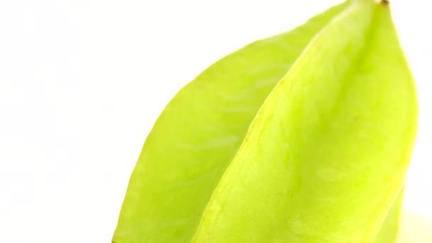 Organic Star Fruit Carambola Lub Star Apple Starfruit Zbliżenie Obraca — Wideo stockowe
