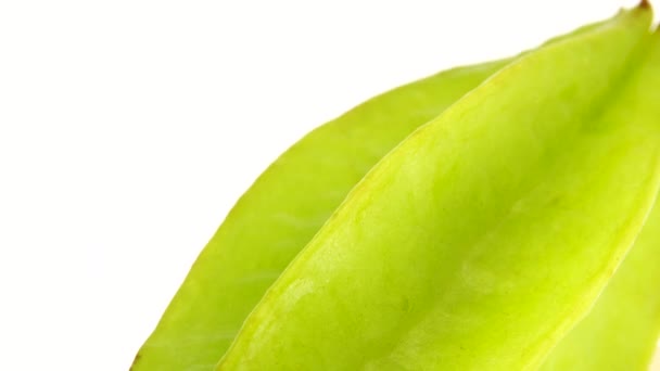 Fruto Estelar Ecológico Carambola Manzana Estrella Starfruit Primer Plano Gira — Vídeos de Stock