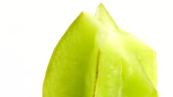 Organic Star Fruit Carambola Або Star Apple Starfruit Крупним Планом — стокове відео