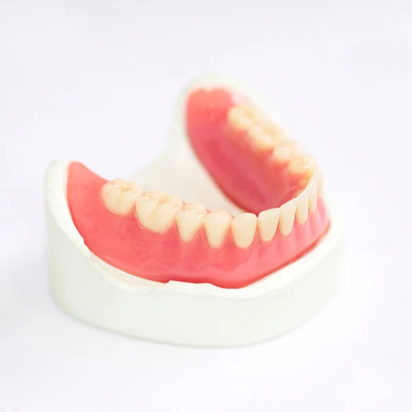 Partial denture production on white background