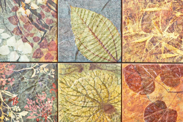 Old wall ceramic tiles patterns handcraft from thailand public. — Stock Photo, Image