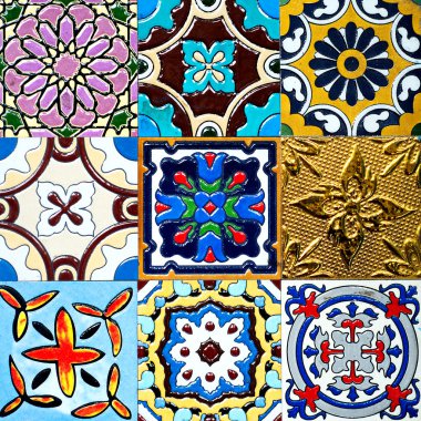 Güzel eski duvar desenleri el sanatları Tayland kamu dan seramik levhalar.