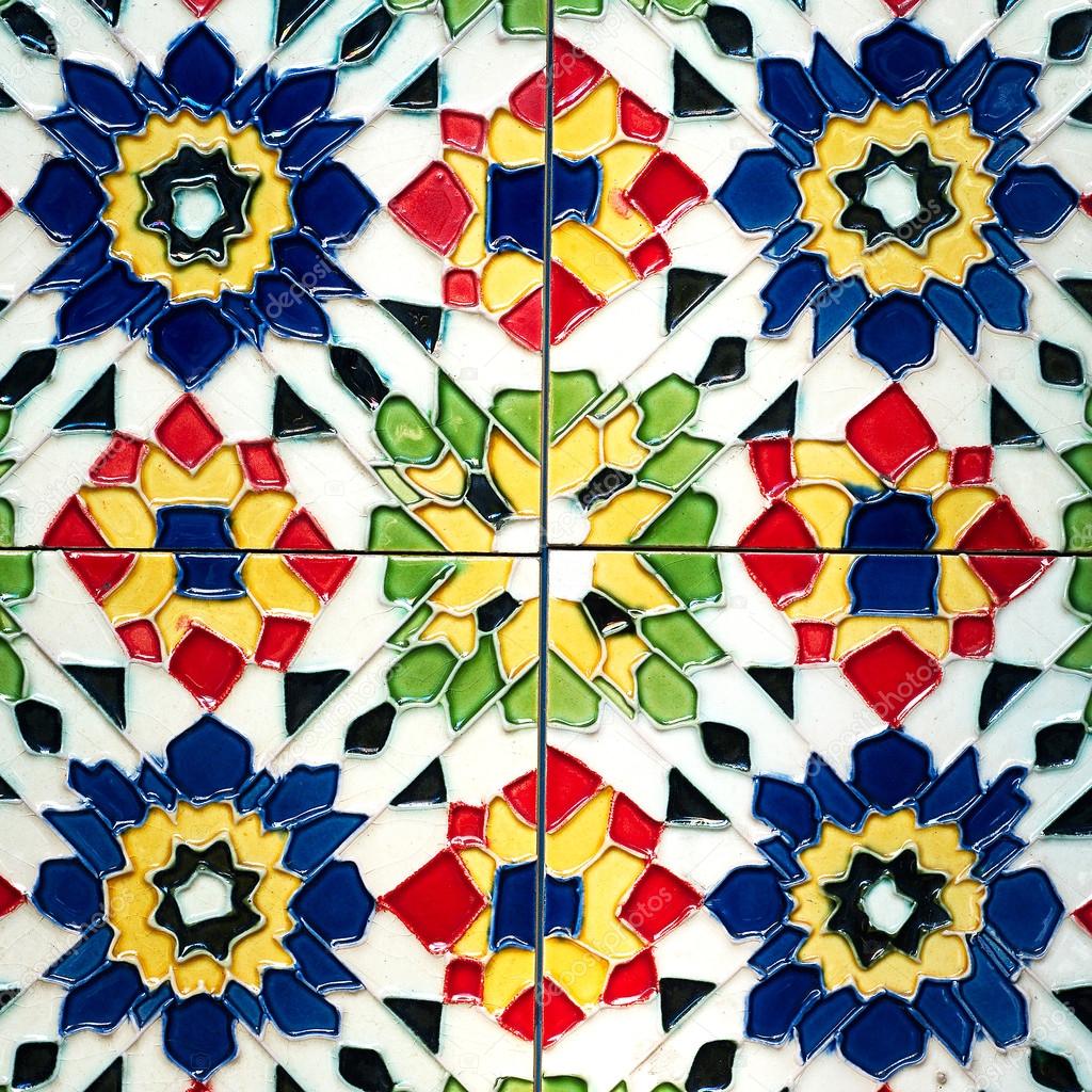 Beautiful old wall ceramic tiles patterns handcraft from thailand