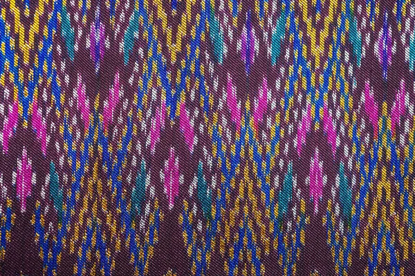 Colorful thai silk handcraft peruvian style rug surface close up More this motif & more textiles peruvian stripe beautiful background tapestry persian nomad detail pattern farabic fashionable textile. — Stock Photo, Image