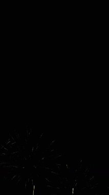 4 bin. Gerçek havai fişeklerin kusursuz döngü arka planında gece gökyüzünde Bokeh ışıkları olan altın havai fişekler. Parlak havai fişek gösterisi. Yeni yıl arifesinde havai fişekler birden fazla rengi kutluyor.