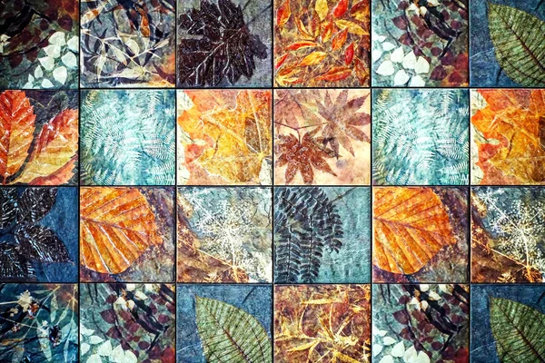 Old wall ceramic tiles patterns handcraft from thailand public. — Stock Photo, Image