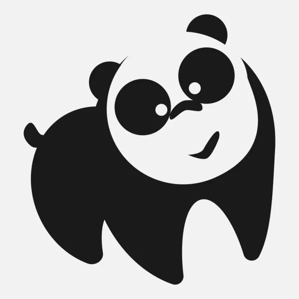 Ilustração Vetorial Preto Branco Panda Logótipo Preguiçoso Engraçado Ícone Panda — Vetor de Stock