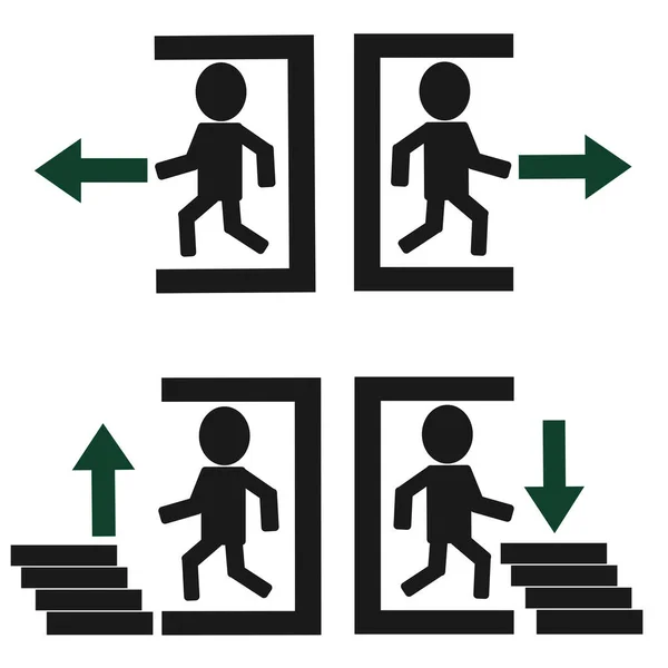 표지판 비상구 비상구 — 스톡 벡터