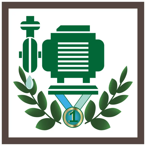 Elektrik su pompası endüstrisinin logosu. Su tedarik teknolojisi. Şeffaf bir arkaplanda vektör illüstrasyonu.