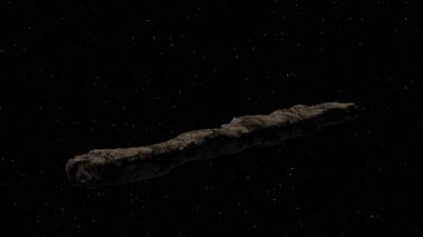 Oumuamua kuyruklu yıldızı adı verilen Güneş Sistemi 'nden geçen yıldızlar arası bir nesne. 3B görüntüleme