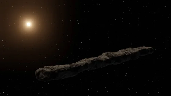 Oumuamua kuyruklu yıldızı adı verilen Güneş Sistemi 'nden geçen yıldızlar arası bir nesne. 3B görüntüleme