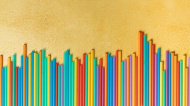 Kopya alanı ile renkli plastik pipet arkaplanı