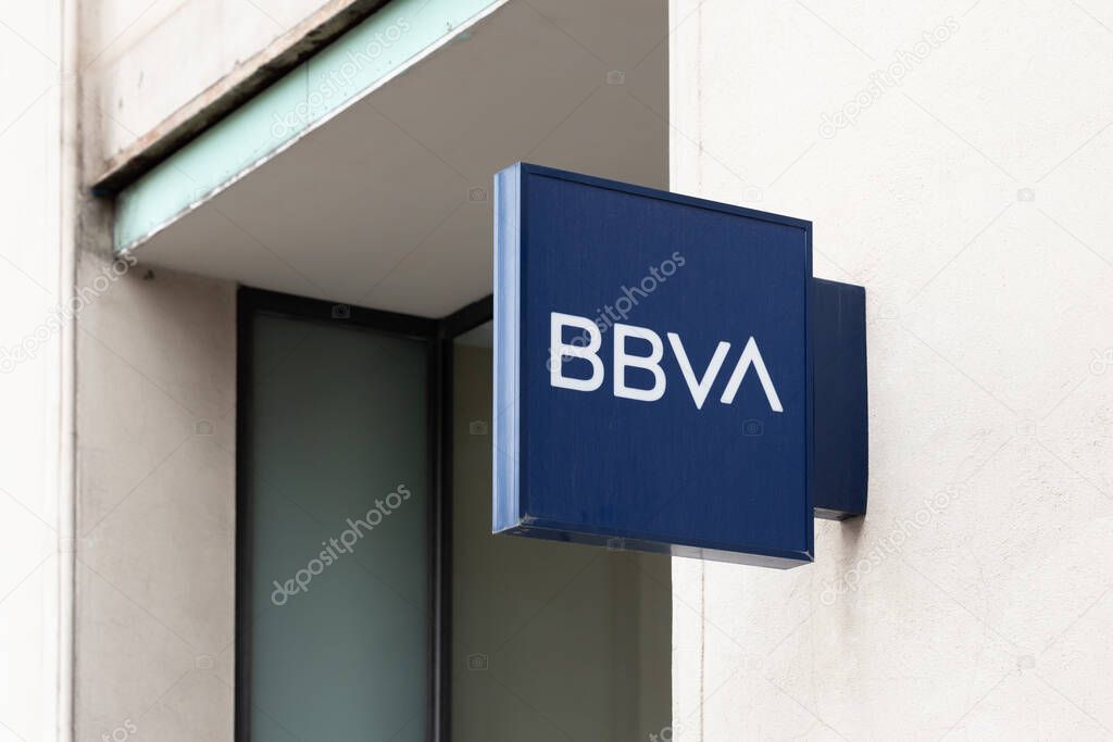 VALENCIA, SPAIN - SEPTEMBER 14, 2021. BBVA is a Spanish Bank. It is one of the largest financial institutions in the world