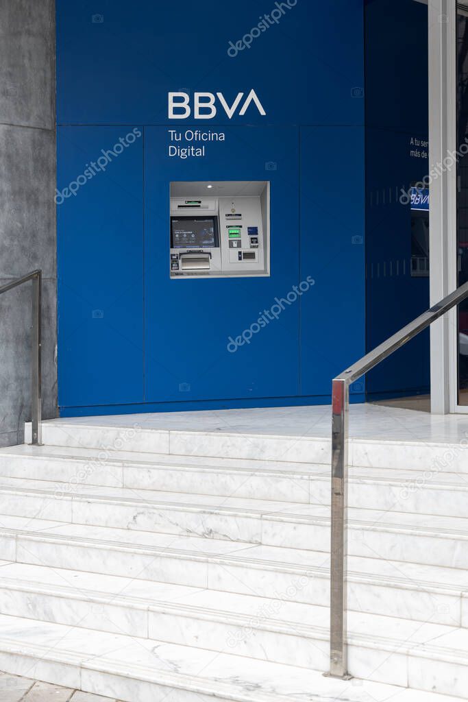 VALENCIA, SPAIN - SEPTEMBER 14, 2021. BBVA is a Spanish Bank. It is one of the largest financial institutions in the world