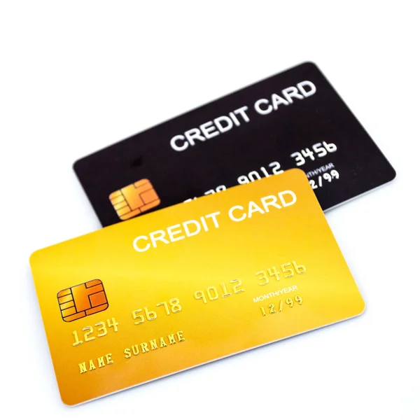 Pojęcie Finanse Bankowość Karty Kredytowe Odizolowane Biało Stosowane Sprawach Finansowych — Zdjęcie stockowe