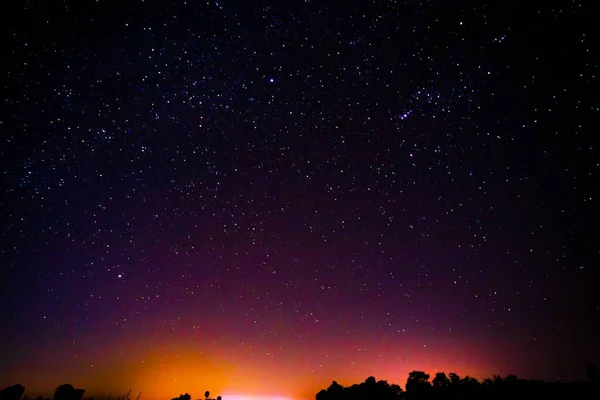 Night scenery with colorful and light yellow Milky Way Full of stars in the sky