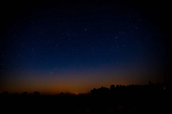 Night Scenery Colorful Light Yellow Milky Way Full Stars Sky — Stock Photo, Image
