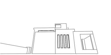 Ev yapımı taslak mimari 3D kablo çizimi, modern mimari perspektif çizgisi.