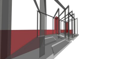 Soyut, yapısal, heykel ve mimari, eskiz fikri.