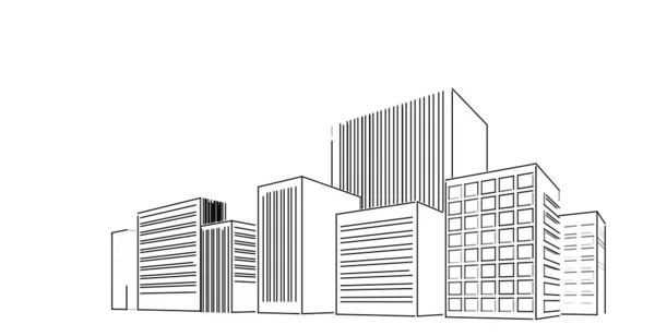 Modern Városi Táj Kézzel Rajzolt Vázlat Városkép Illusztráció — Stock Fotó